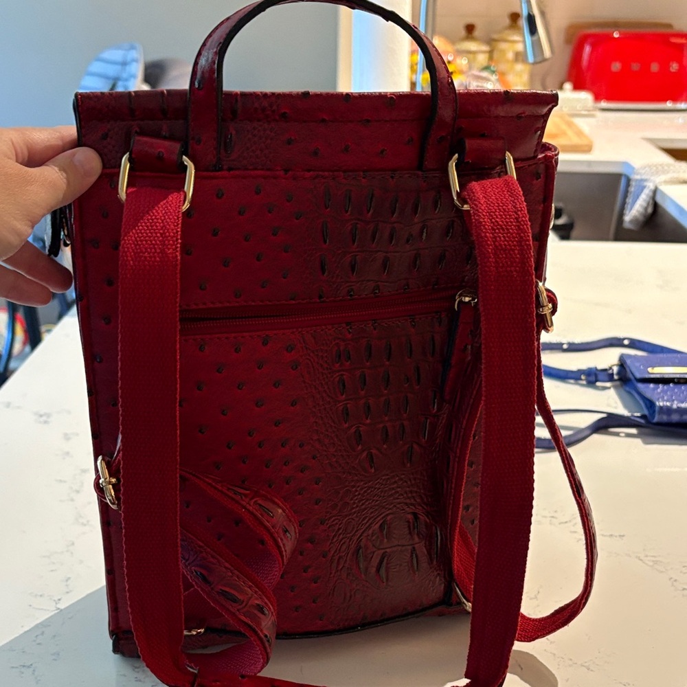 Chic Red Textured Backpack - Picture 9 of 9